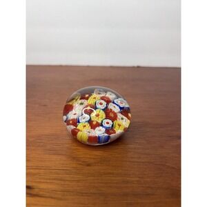 Vintage Murano Millefiori Glass Paperweight  Colorful Art Glass Collectible
